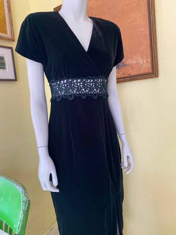 1980's, DATIANI, Green Velvet, Prom Gown, Lace Wai