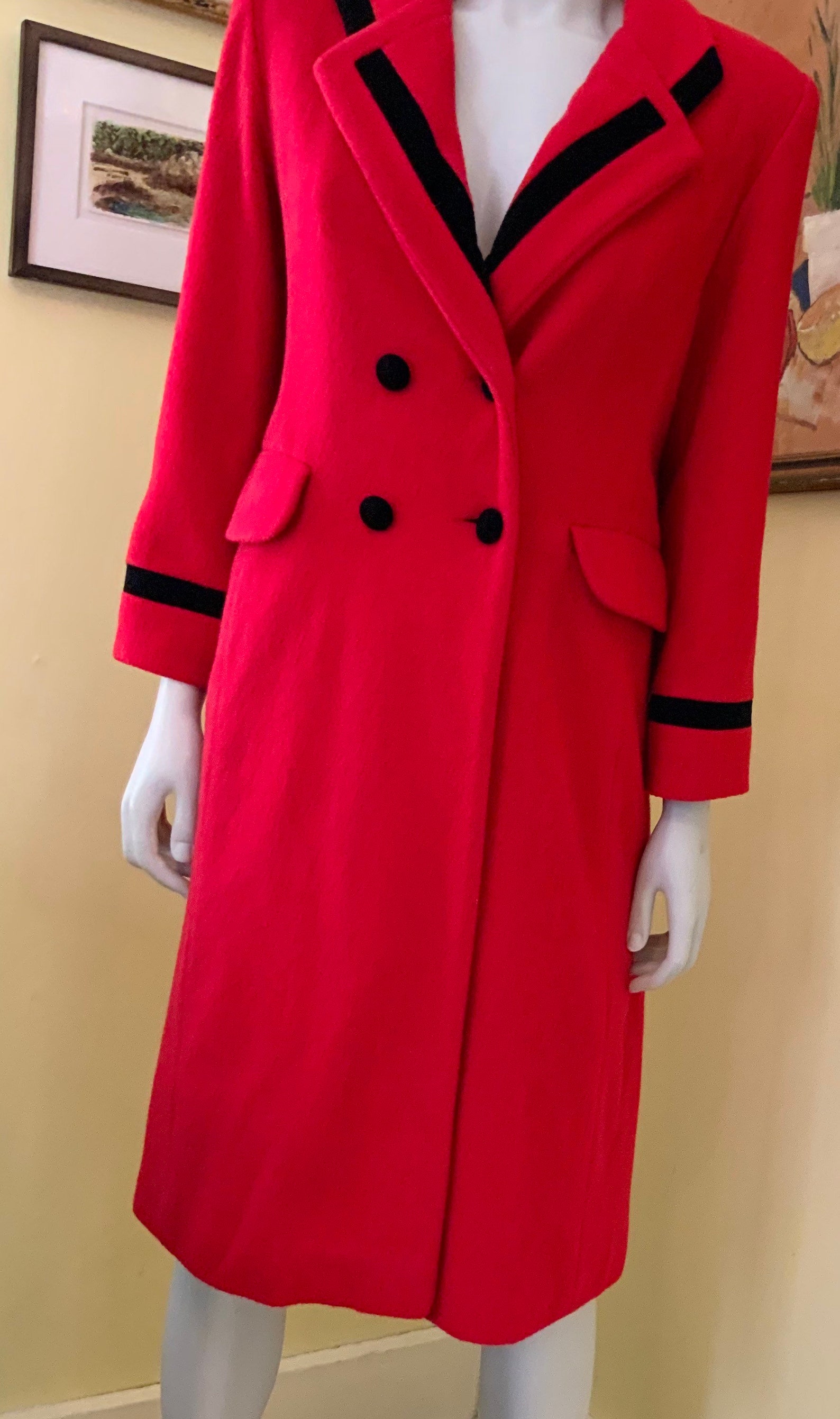 Vintage 1980s Rothschild Red Wool Winter Dress Coat | Etsy