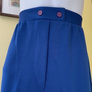 1970s, High Waisted, Polyester Knit, Blue, Flared, Stretch Pants, medium image 1
