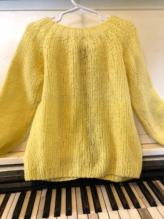 1960's, Hand Knit, Children's Sweater, Yellow/Blu… - image 3