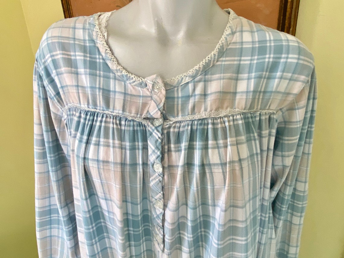 Vintage Laura Ashley Cotton Flannel Plaid Nightgown Med. | Etsy