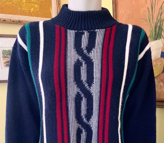 1980’s, Acrylic Knit, Preppy, Mock Turtleneck, Sw… - image 1