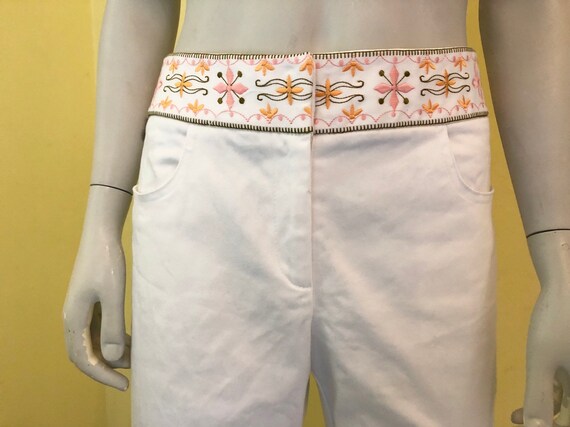 1990's, Talbots, White Pants, Embroidered Waistba… - image 5