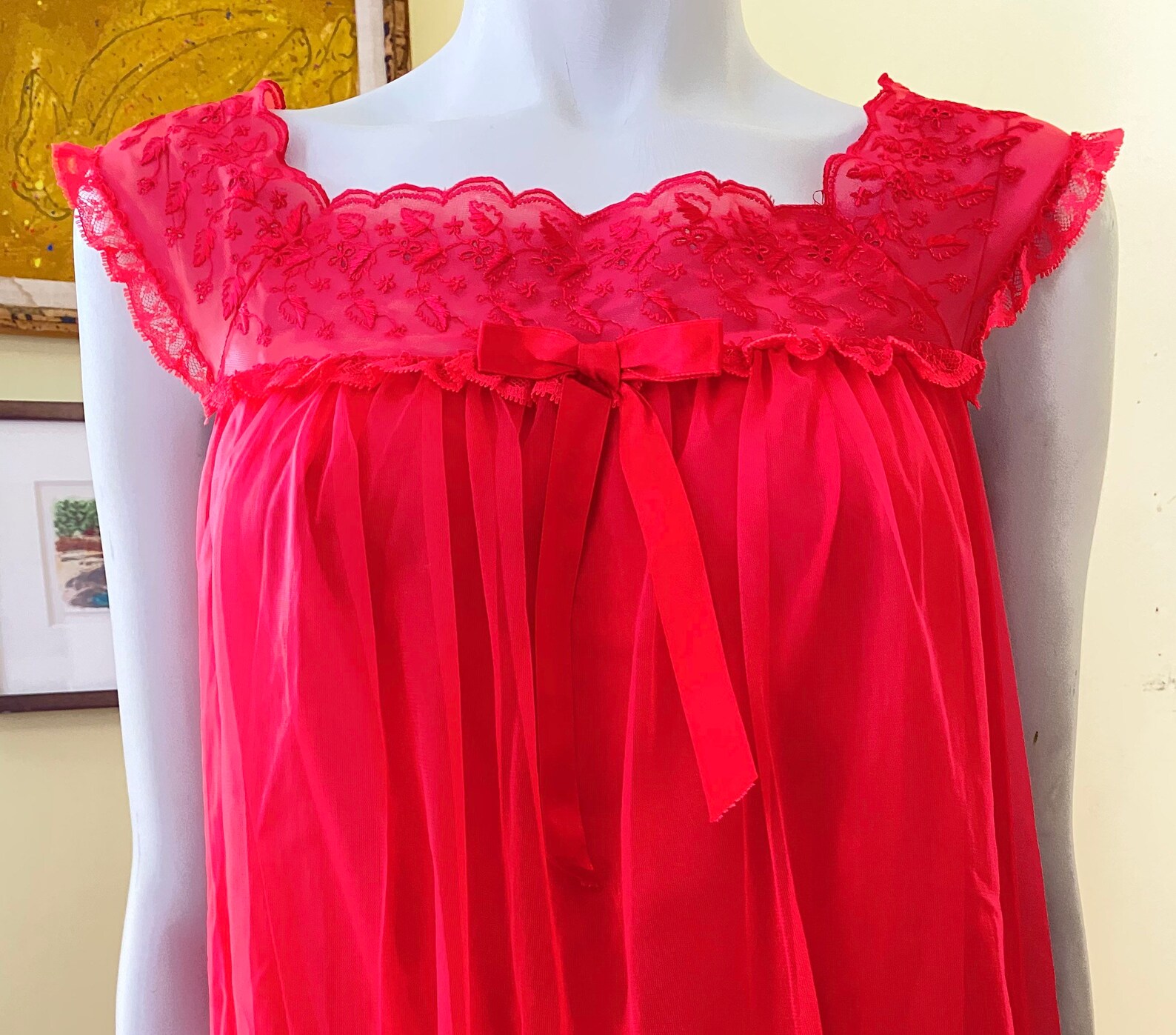 Vintage Like New Red Baby Doll Sheer Teddie Size S/M Etsy