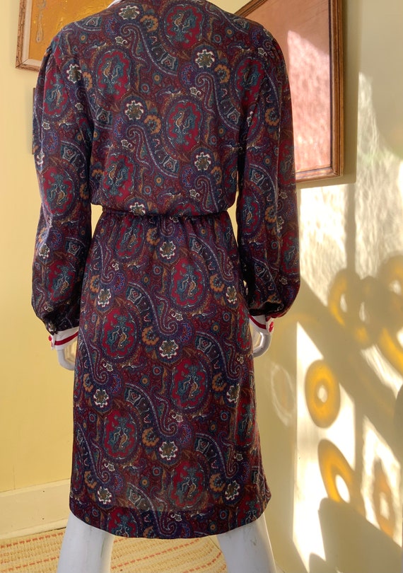 1980’s, Silky Polyester, Paisley Dress, size s/m - image 6