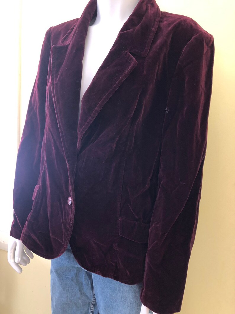 Women/'s Blazer size ml 1960-70/'s Velveteen Deep Plum