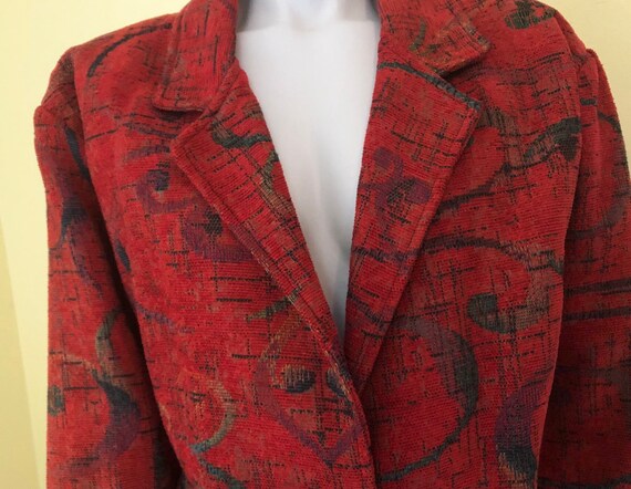 1990's, Cotton Blend Tapestry, Cropped Blazer, Sh… - image 5