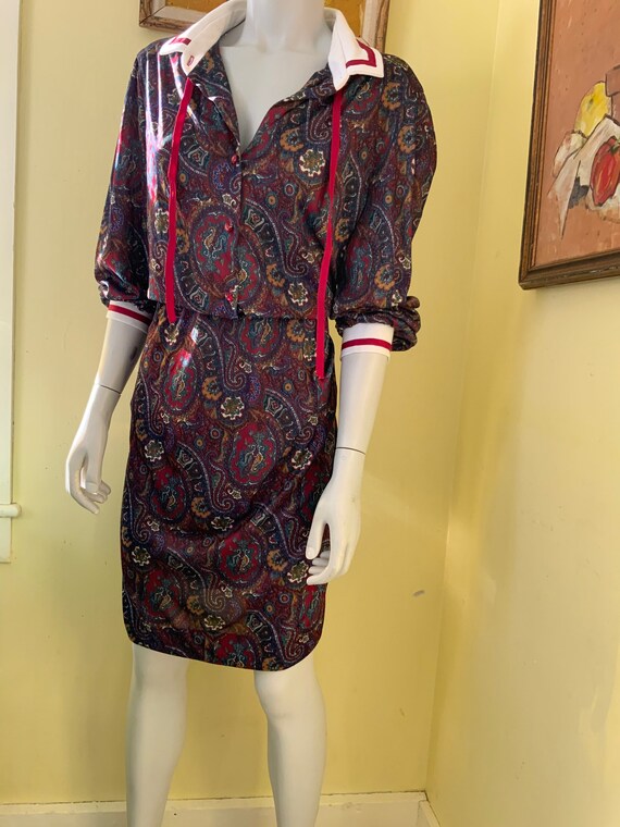 1980’s, Silky Polyester, Paisley Dress, size s/m - image 10