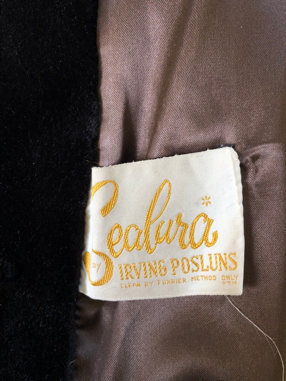 1960's, Faux Fur Coat, Real Fur Collar, Sealura, … - image 9