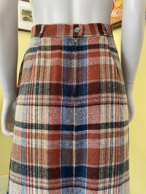 1970's, Wool Plaid, Pencil Skirt, XSMALL