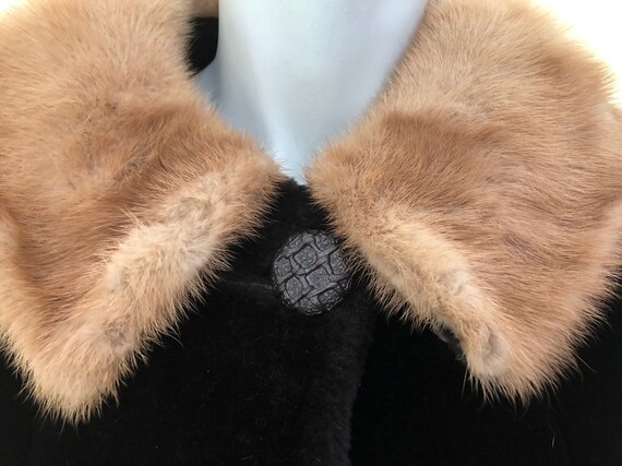 1960's, Faux Fur Coat, Real Fur Collar, Sealura, … - image 1