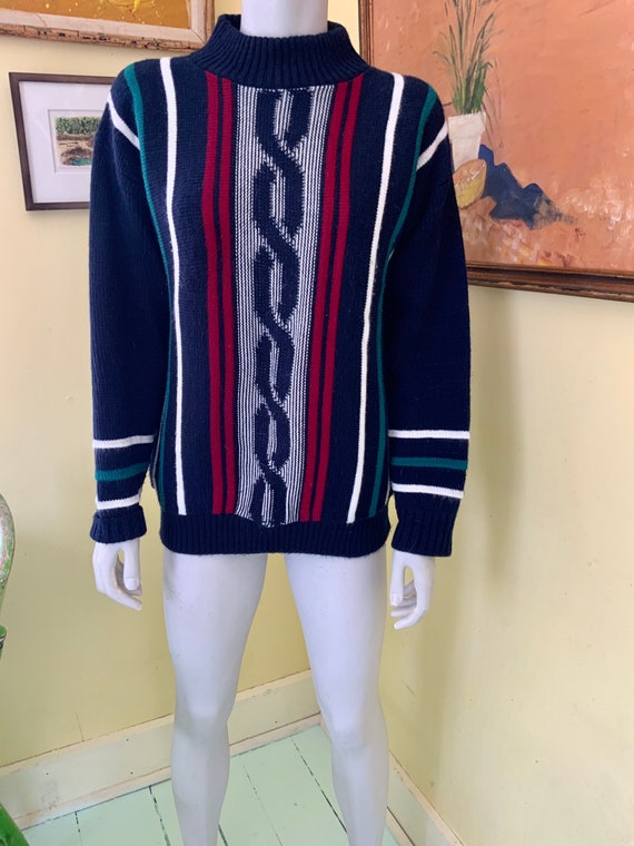 1980’s, Acrylic Knit, Preppy, Mock Turtleneck, Sw… - image 7