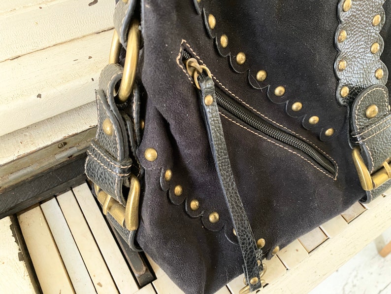 1990's, PRITZI, Black Suede, Handbag image 4