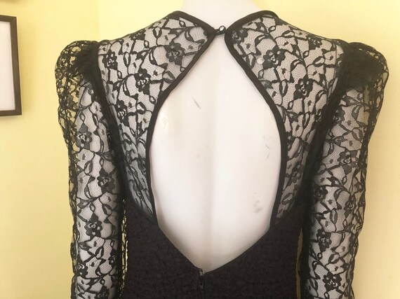 1980's, Dropped Waist, Black Cloque, Lace, Prom, … - image 6