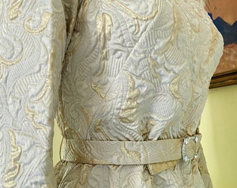 1960's, Brocade, Gold Lame, Barneville, Park Suite Collection, Formal Dress, Wedding, Size S