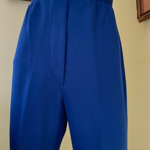 1970s, High Waisted, Polyester Knit, Blue, Flared, Stretch Pants, medium image 6