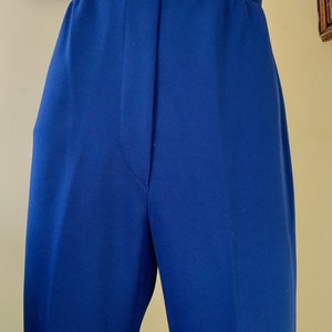 1970s, High Waisted, Polyester Knit, Blue, Flared, Stretch Pants, medium image 5