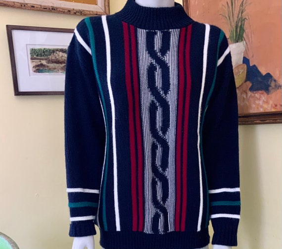 1980’s, Acrylic Knit, Preppy, Mock Turtleneck, Sw… - image 3