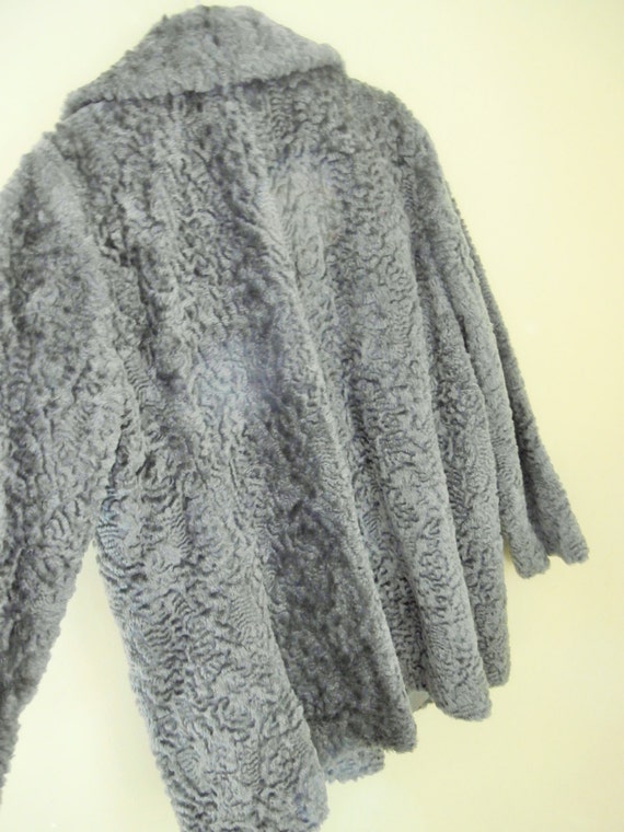 Vintage, Faux Fur, Grey, Double Breasted, Coat - image 3