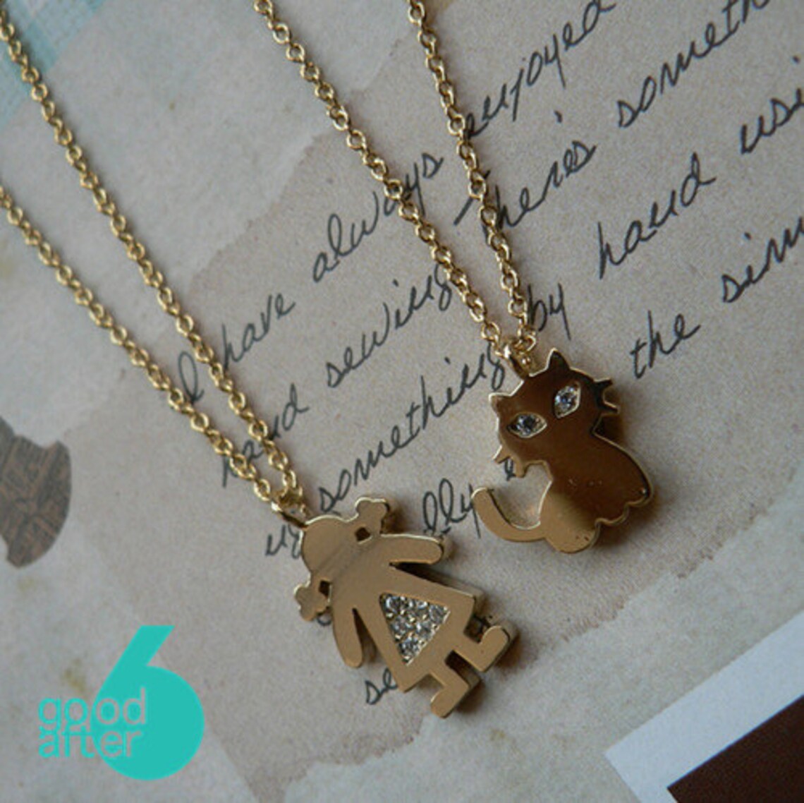Cute Pet Lovers Jewelry Gold Cat Necklace Little Girl Charm Etsy
