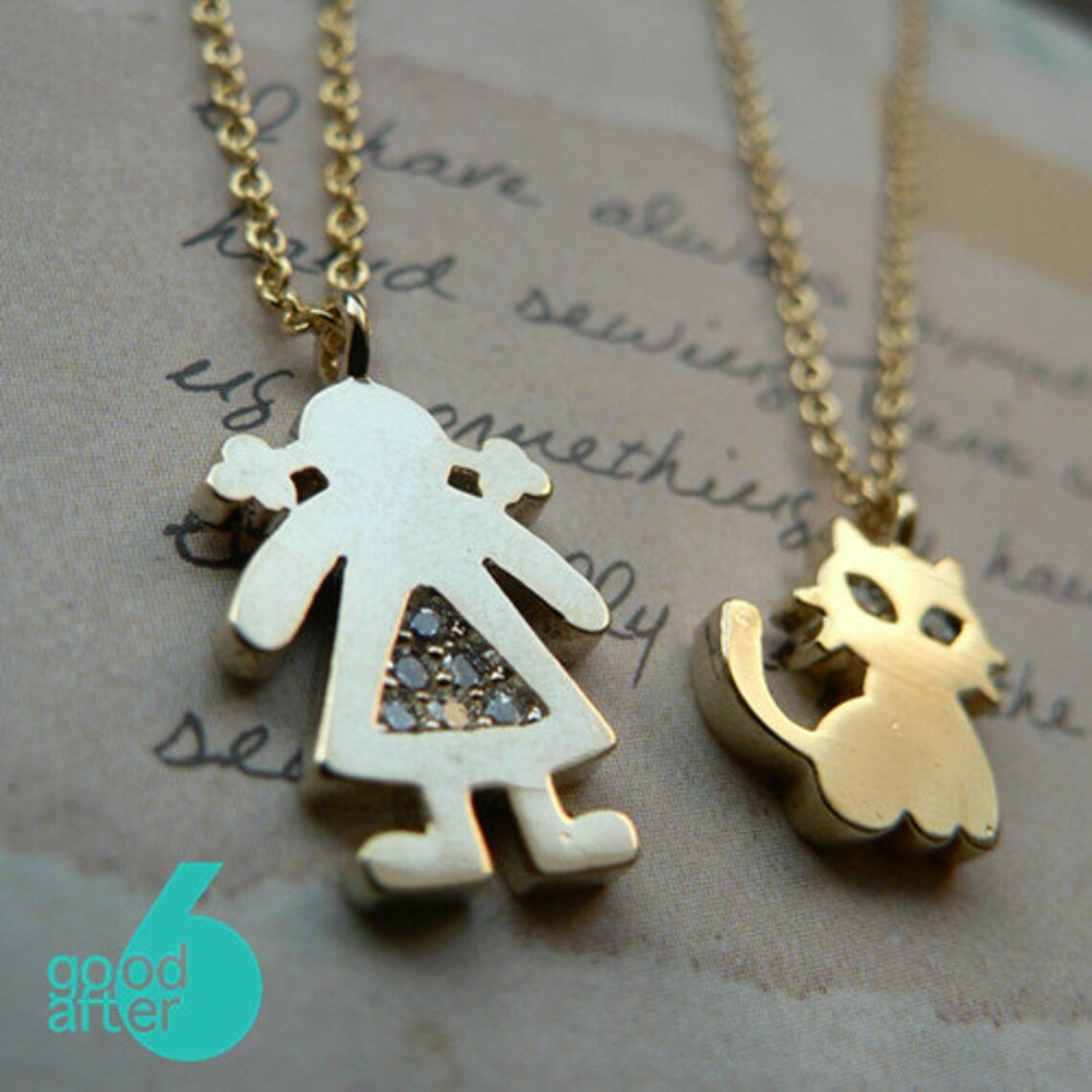 Cute Pet Lovers Jewelry Gold Cat Necklace Little Girl Charm Etsy