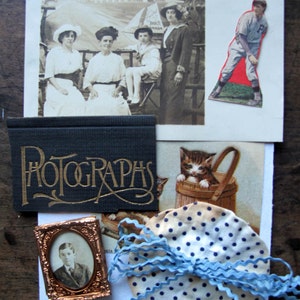 vintage Grab Bag Photography Paper Victorian Scrap sac cadeau tintype ric rac