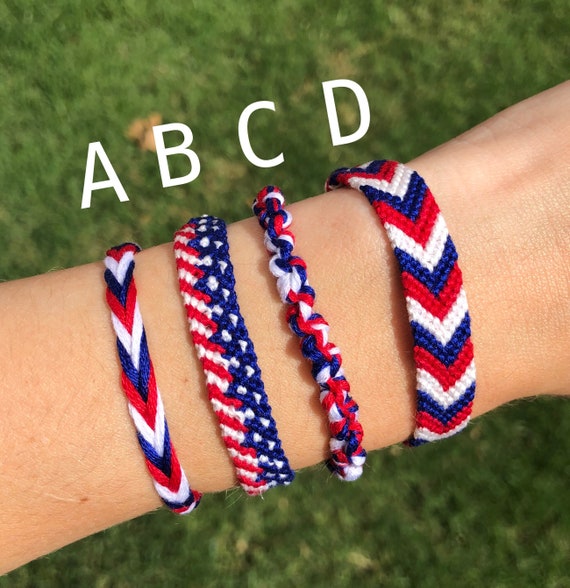 American Flag Friendship Bracelets 4th of July Red White