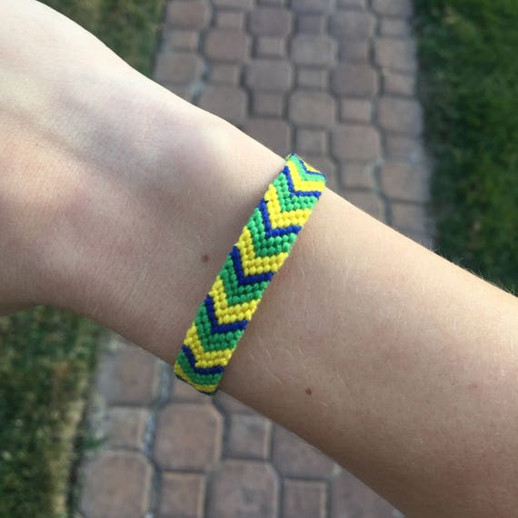 Handmade Green, Blue, and Yellow, Friendship Bracelet. Thread