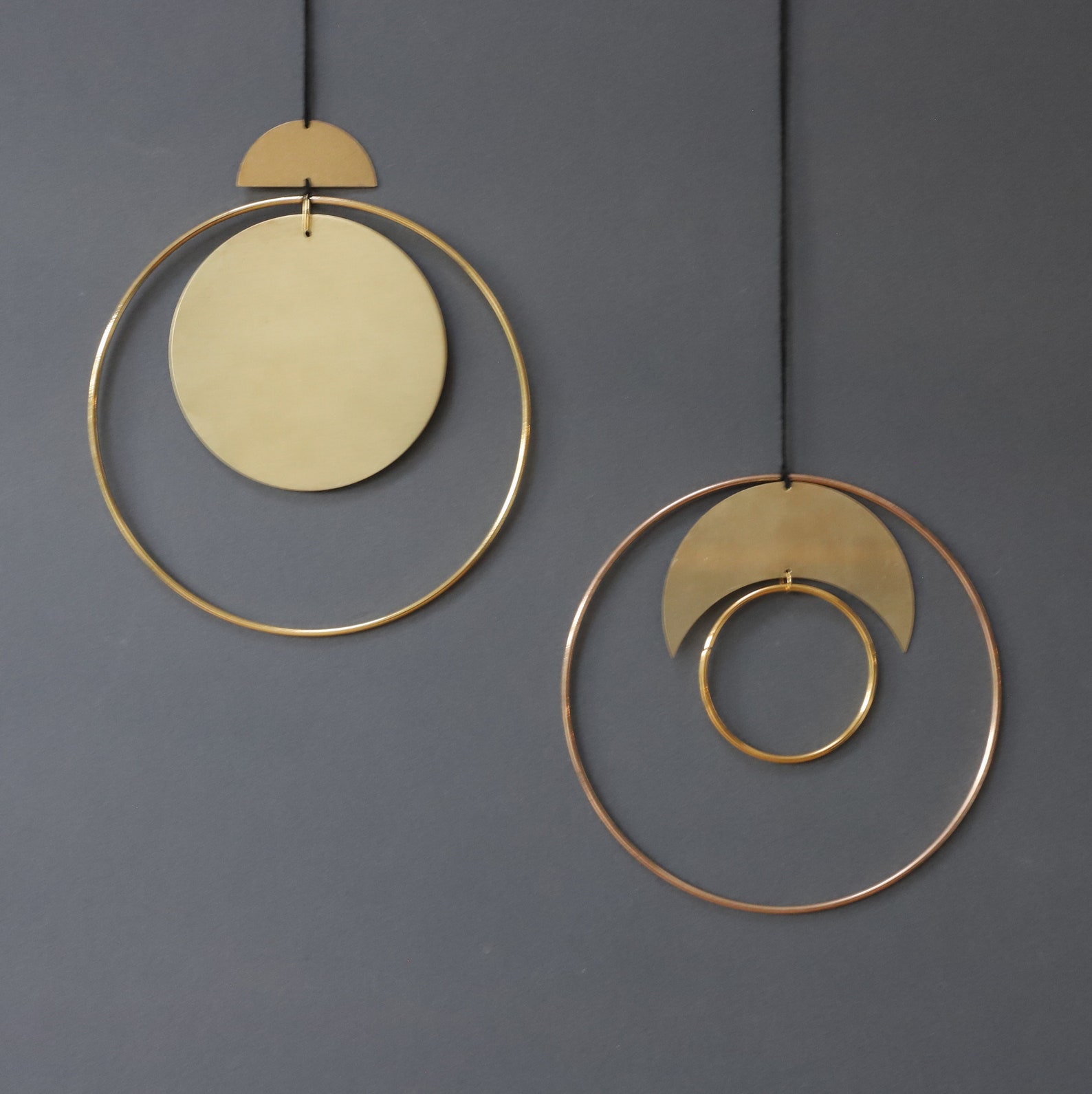 Brass Gold Geometric Wall Hanging Etsy UK