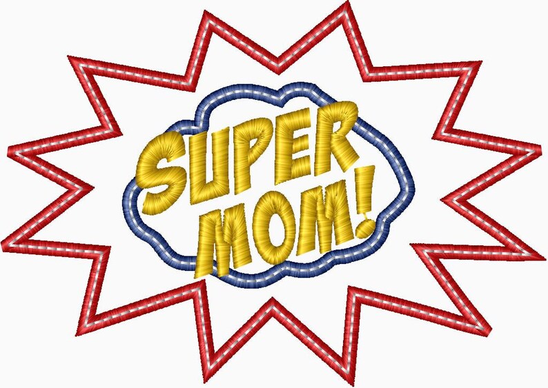 SUPER MOM Hero Applique Embroidery Design Available in 5 SIZES Etsy