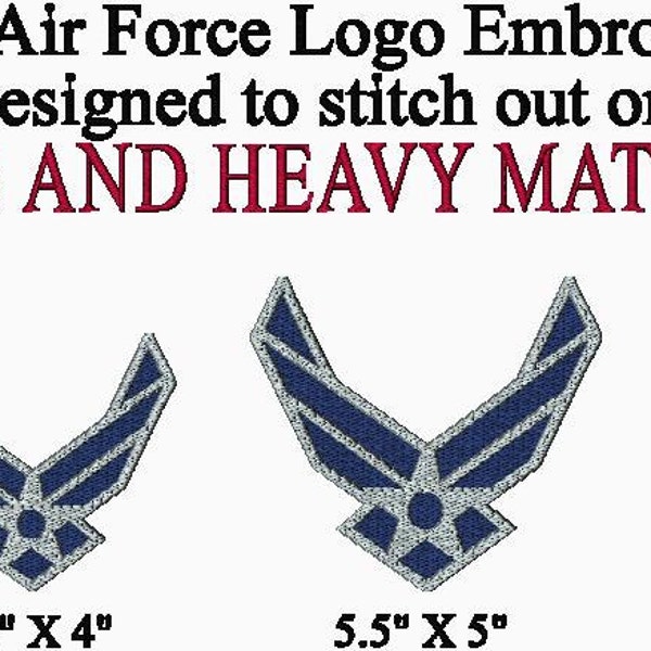 USAF Logo Embroidery Design created to stitch out on heavy material including Towels - Machine Embroidery Design - Digital Download