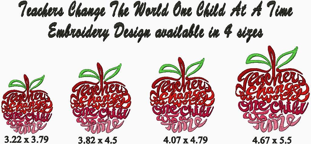 Teachers Change the World One Child at a Time - Machine Embroidery De…