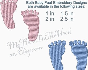 Baby Feet Embroidery Design.  Baby Footprints Embroidery Designs Both designs are available in 4 sizes