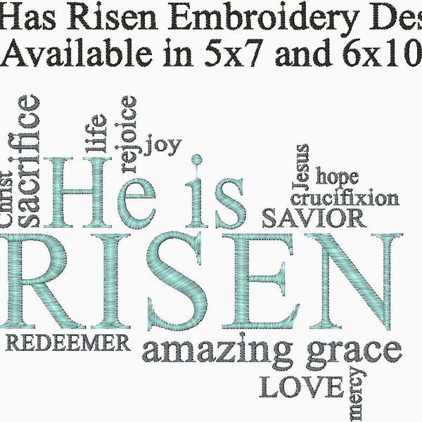 He is Risen Christian Embroidery Design - Machine Embroidery Design - DIGITAL DOWNLOAD