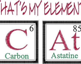 CAT Periodic Table - Machine Embroidery Design - Instant Download