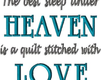 Couette marque broderie Design le meilleur sommeil sous le ciel est une courtepointe cousue avec amour - motif de broderie Machine - Instant Download