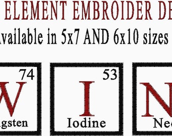 WINE Periodic Element Embroidery Design - Available in 5x7 and 6x10