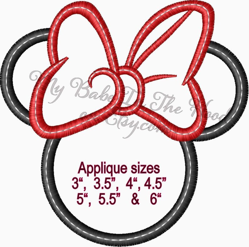 Minnie Mouse Embroidery Applique design inspired by Disney Etsy