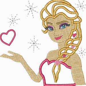 Elsa Valentine Embroidery Applique Design Inspired by Frozen - Machine Embroidery Design - Instant Download