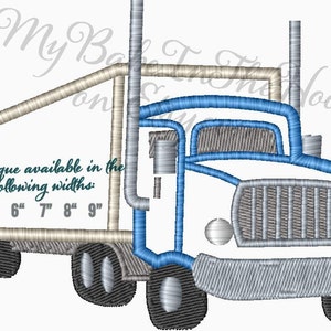 Semi Truck Applique Embroidery Design  Single Cab Semi Truck - Machine Embroidery Design - Digital Download