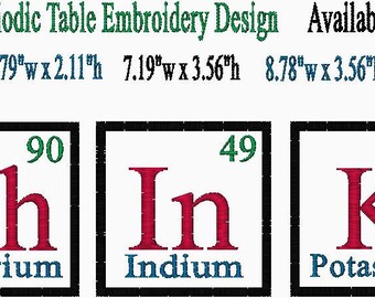 ThInK Element Periodical Chart Embroidery Design Available in 5 sizes - chemistry - Machine Embroidery Design - Instant Download