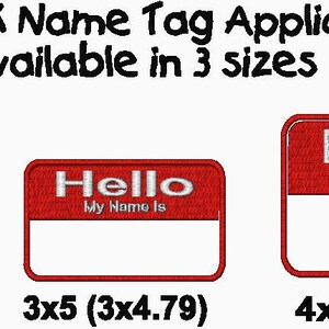 BLANK Name Tag Applique Machine Embroidery Design Available in 3 sizes - Machine Embroidery - DIGITAL DOWNLOAD