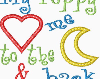 My Poppy Loves me to the Moon and Back Applique Embroidery Design - Instant Download