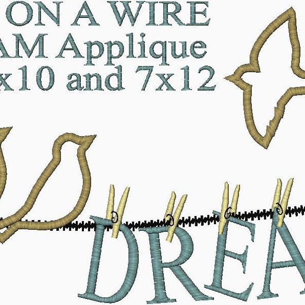 Bird on a Wire DREAM Applique Home Dec Embroidery Design - Includes 3 Sizes - Instant Download