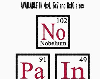 NO Pain Periodic Element Chart - Chemistry Embroidery - Machine Embroidery Applique Design - Instant Download
