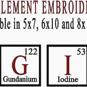 AGGIES Periodic Element Embroidery Design Available in 5x7 6x10 and 8x12 - Machine Embroidery Design - Instant Download