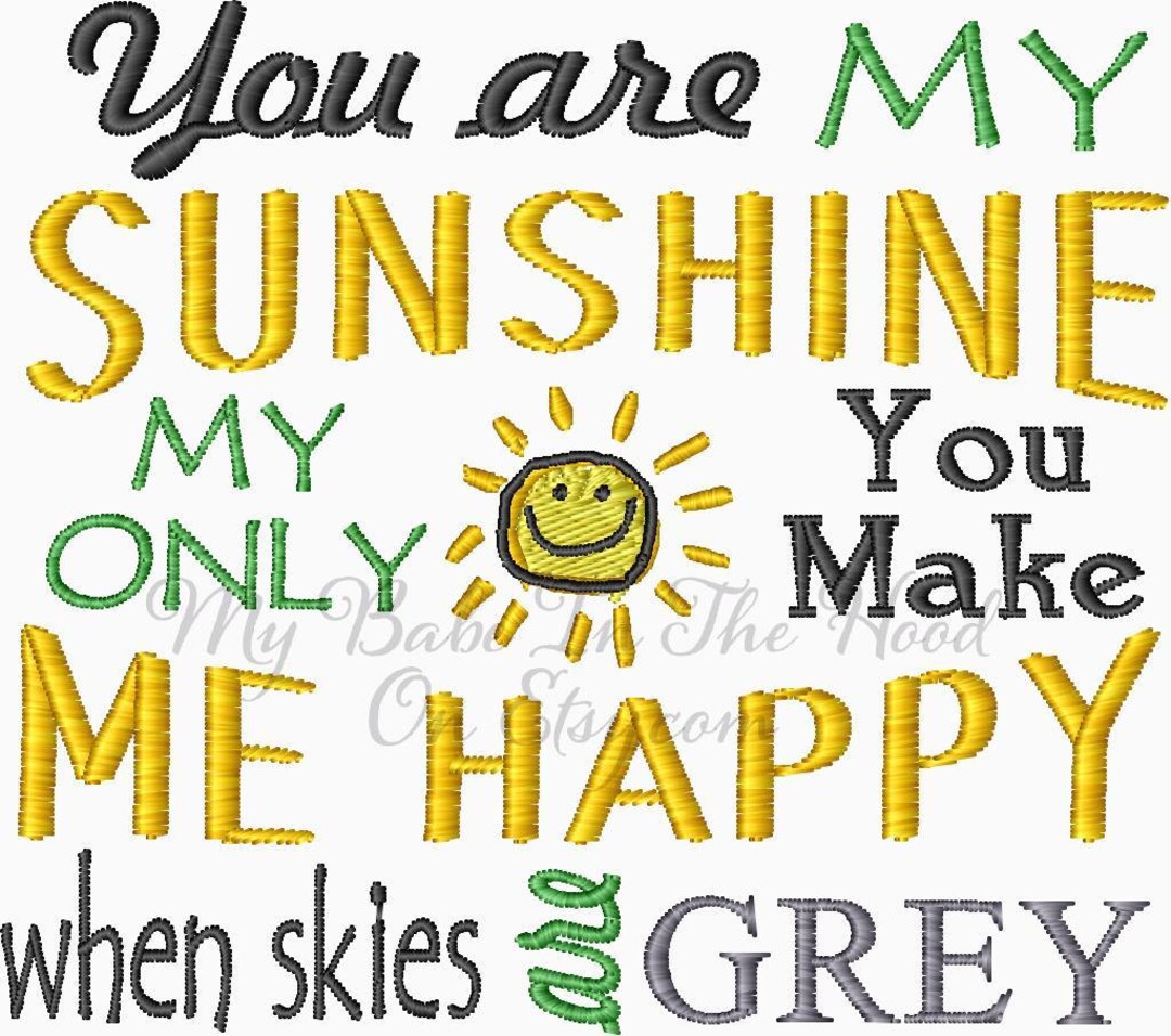 You Are My SUNSHINE Nursery Embroidery Design Nursery Embroidery Design