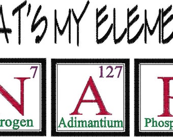 Periodic Table Joke Design NAP - Machine Embroidery Design - Chemistry - Instant Download