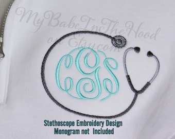 Monogram Frame  Stethoscope Monogram Frame  - Monogram Not Included - Machine Embroidery Design - Instant Download