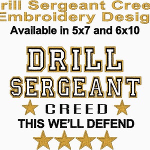 Drill Sergeant Creed This We&#39;ll Defend - Machine  Embroidery Design - Instant Download